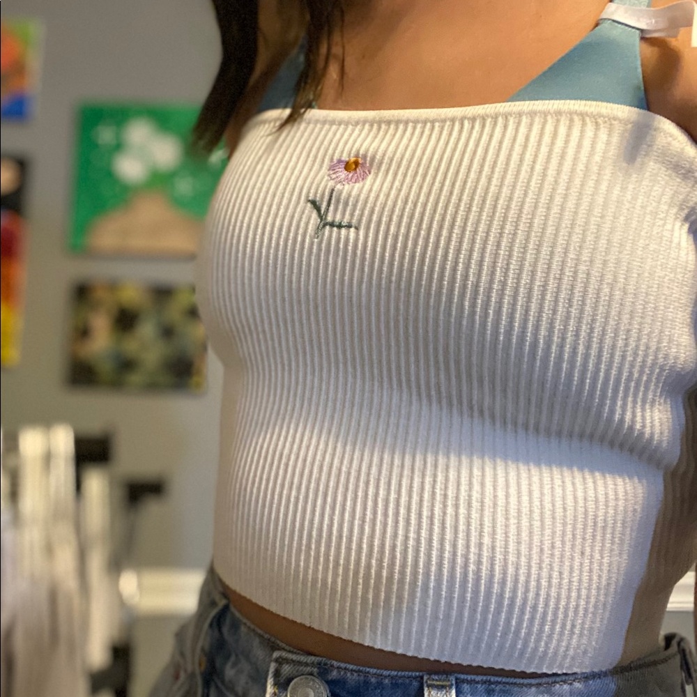 NWOT Cute pac sun embroidered ribbed tube top
